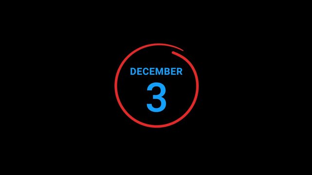 3th December calendar date Animation