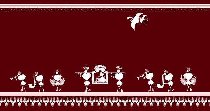 warli Painting The bridal procession Indian tribal Painting art cty .mp4