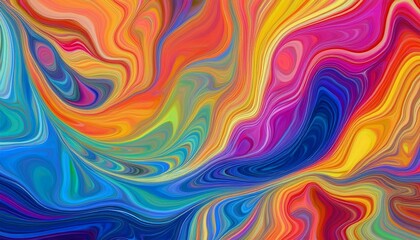 Obraz premium Abstract marbled acrylic paint ink painted waves painting texture colorful background banner - Bold colors, rainbow color swirls wave Generative AI