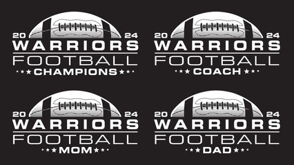 Football Champions 2024 - Warriors Designs is a sports design template that includes a graphic basketball and a space for your own teams name. This design is great for advertising and promotions.