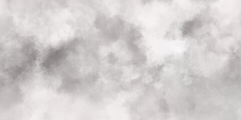 Abstract white and gray isolated cloud cumulus clouds. Gray aquarelle painted realistic fog or mist smoky textured canvas design. White and ash messy wall stucco texture background.	
