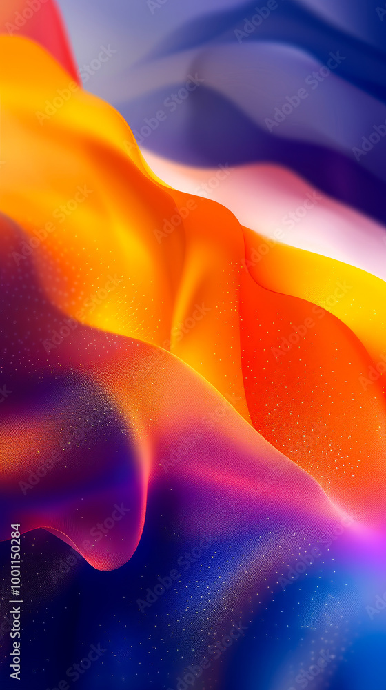 Poster vibrant abstract mesh gradient with flowing colorful waves and soft light transitions, perfect for m