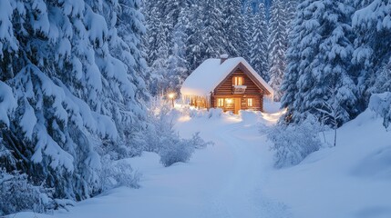 Naklejka premium Serene Winter Wonderland with Snow-Covered Trees