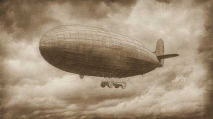 Fototapeta premium Vintage Airship in Sepia Tones