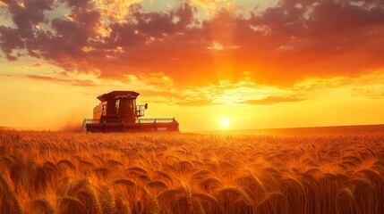 Fototapeta premium Golden Sunset on Wheat Field