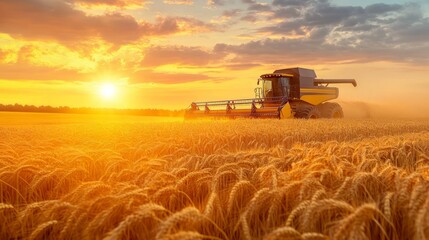 Fototapeta premium Golden Harvest at Sunset