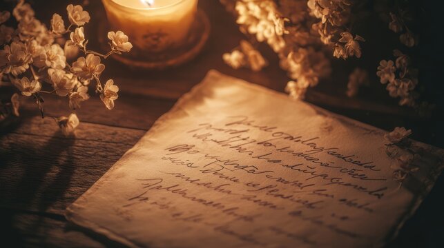 Romantic Letter with Candlelight