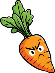 Funny angry carrot cartoon character