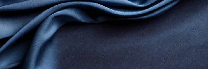 Fototapeta premium Elegant Dark Blue Satin Fabric with Soft Folds