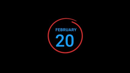 20th February calendar date Animation