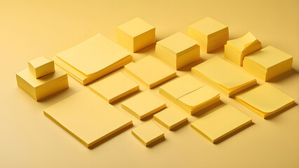 Vivid Yellow Background with Falling White Papers