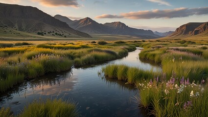 Naklejka premium lake in the mountains
