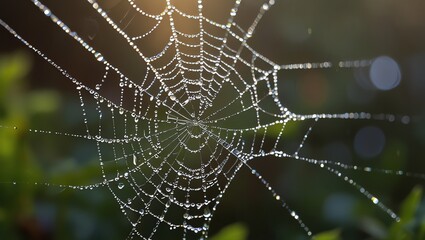 spider web with dew drops