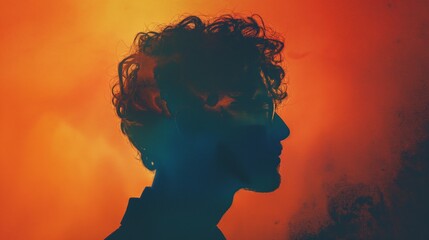 Dreamy gradient silhouette portrait with vibrant colors for creative design and state of mind visualization