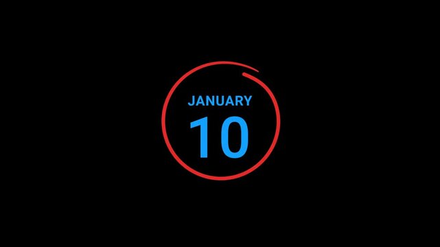 10th January calendar date Animation