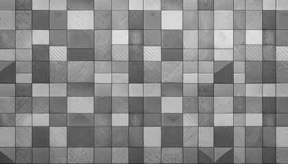 Gray bright vintage retro geometric square mosaic motif cement concrete tiles texture background banner panorama