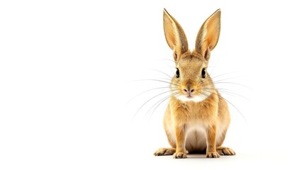 Fototapeta premium Portrait of a long-eared jerboa with distinctive large ears on white background with big copy space