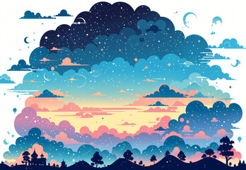 パステルカラーの夢見る夜空