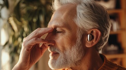 Relaxed Senior Man with Headphones