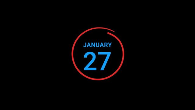 27th January calendar date Animation