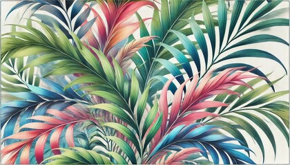 An elegant and colorful palm leaf texture design, Generative AI