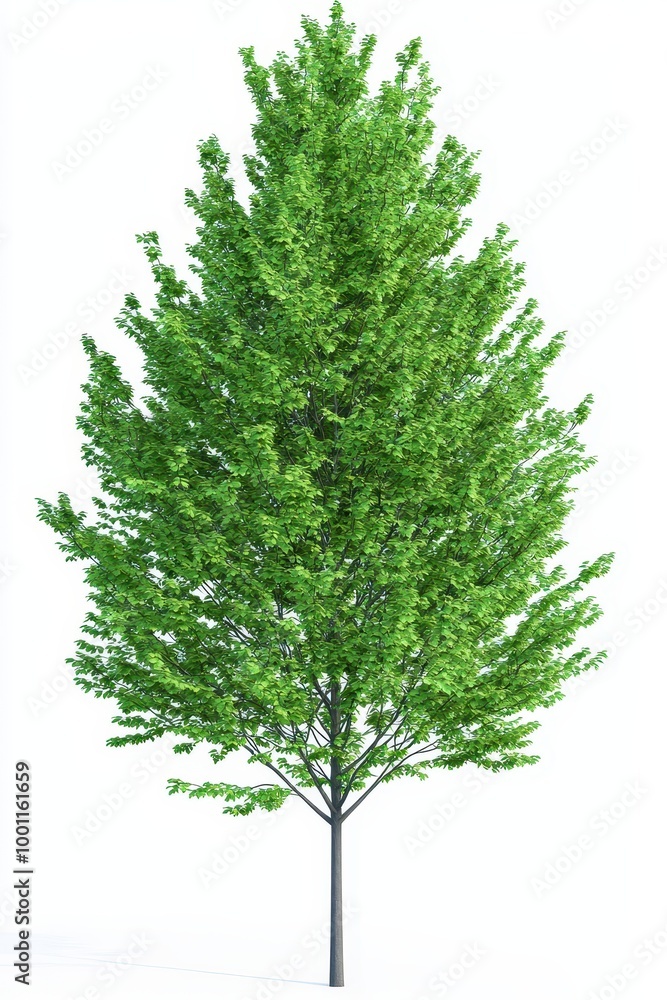 Poster isolated elm tree with wide branches on white background