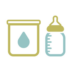 Milk powder canned and baby bottle vector icon