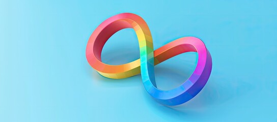 Obraz premium Colorful Infinity Symbol for Autism Awareness on Blue Background - 3D Render, World autism awareness day background. Rainbow colored infinity symbol of autism disorder, adhd, neurodiversity