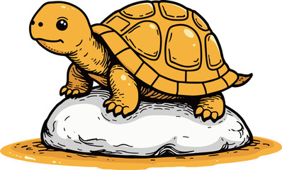 Yellow Tortoise on Rock