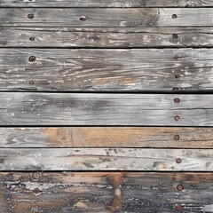 Obraz premium A weathered wooden deck, featuring uneven planks with rich textures