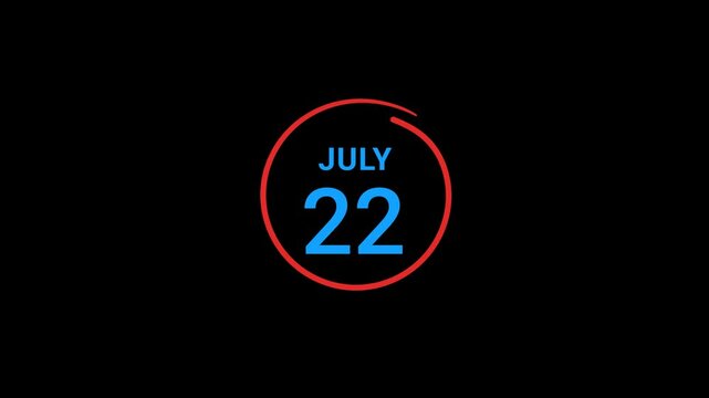 22th July calendar date Animation