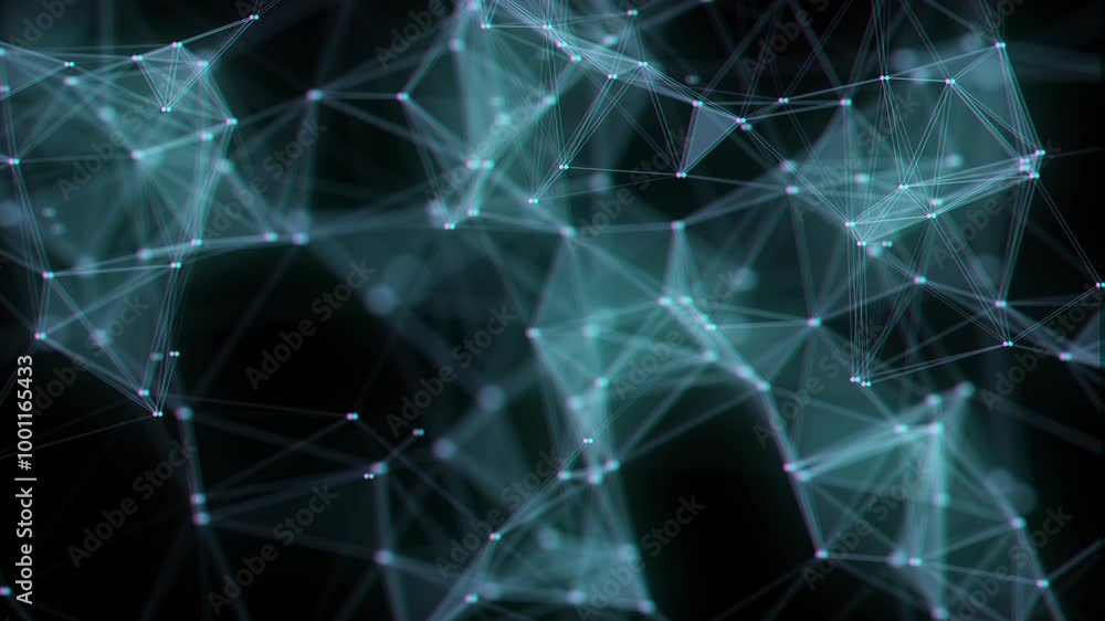 Poster Network connection structure. Blue science background. Abstract digital background. Big data visualization. 3d rendering.