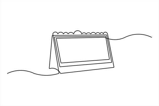 recommend clip art: Single line art table calendar Month Date continuous drawing of outline vector illustration
                    