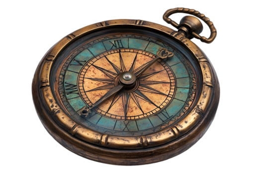 a close-up of a compass. 