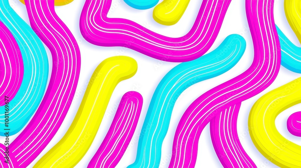 Poster vibrant abstract maze design, an intricate and colorful pattern featuring a modern line maze, ideal 