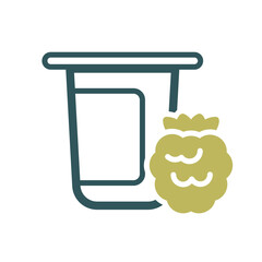 Yogurt cup with flavor raspberry vector icon