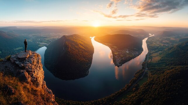 Saar Loop Viewpoint at Cloef, breathtaking vistas of the winding Saar River, lush green landscapes, and serene natural beauty near Mettlach, Germany.