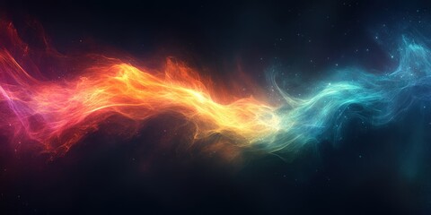 Fototapeta premium Vertical colorful electric line on black background with high contrast lighting