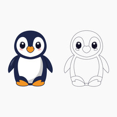 Sitting Penguin Coloring Fun for Kids