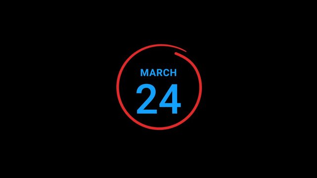 24th March calendar date Animation