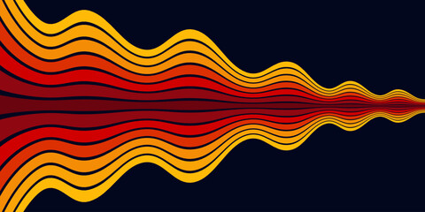 Abstract background of rainbow groovy Wavy Line design in 1970s Hippie Retro style. Vector pattern ready to use for cloth, textile, wrap and other.