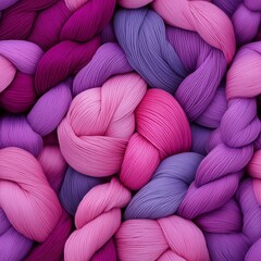 Close-up of pink and purple yarn intertwined, creating a vibrant and textured background.