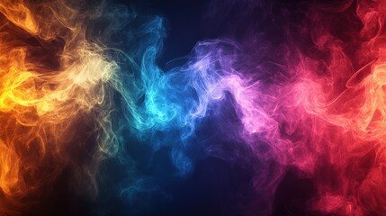 Vertical colorful electric line on black background with high contrast lighting