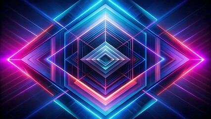 Futuristic geometric design featuring glowing neon shapes and vibrant colors in a dynamic pattern