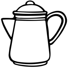 Tea pots and tea cups icon doodles