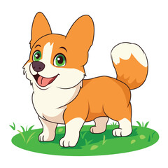 Adorable Akita Dog Vector Illustration | Cute Cartoon Pet Clipart | Friendly Akita in Nature Setting | Akita Dog Cartoon Vector Art | Adorable Akita Pet Clipart