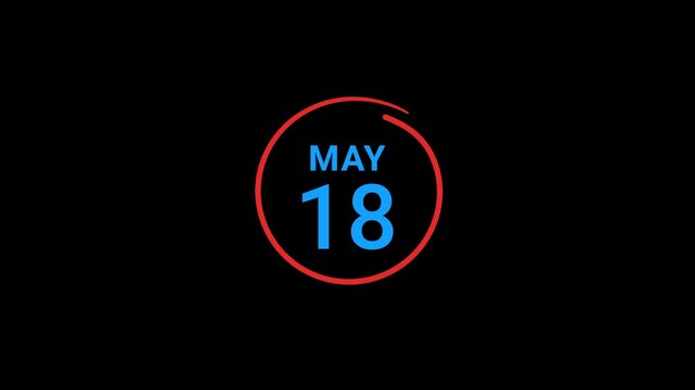 18th May calendar date Animation