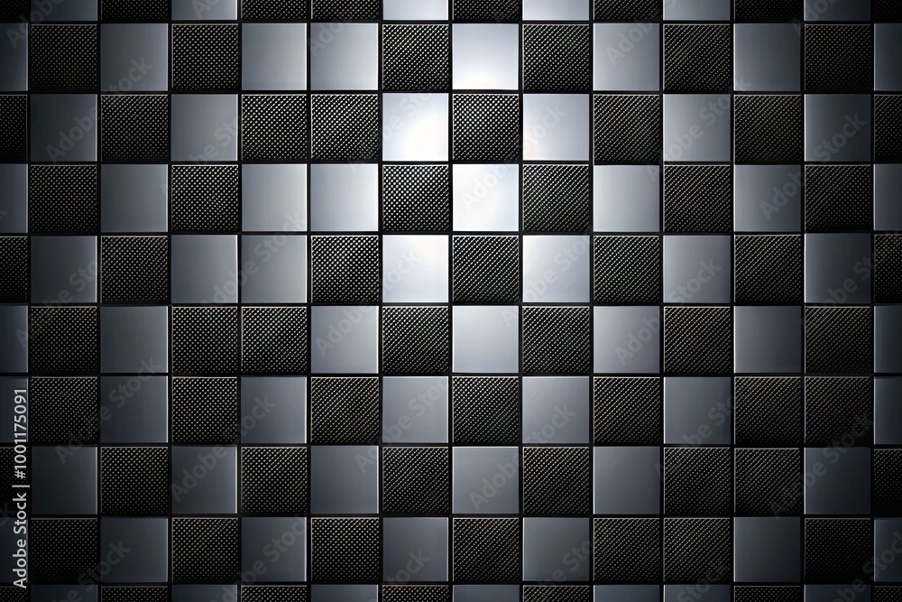Poster a sleek and modern black checkerboard background with alternating squares of glossy and matte finish