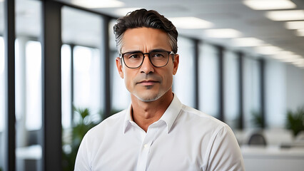 Obraz premium Face of a happy male executive looking at camera and smiling 