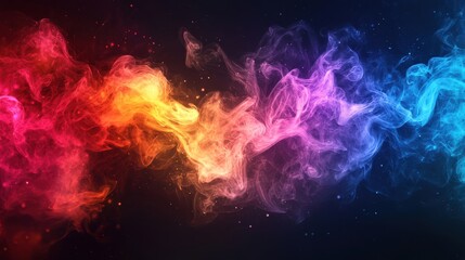 Vertical colorful electric line on black background with high contrast lighting